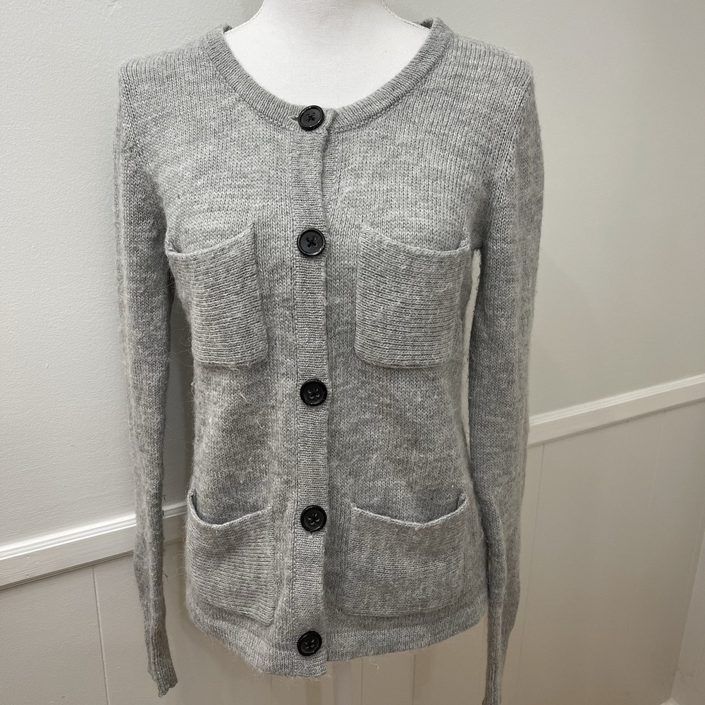 Gap Womens Size Medium Cardigan Alpaca Wool Sweater Gray Pockets